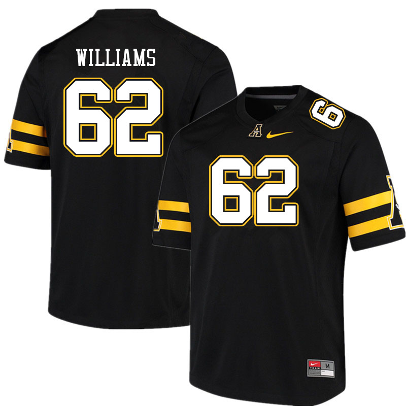 Men #62 Bucky Williams Appalachian State Mountaineers College Football Jerseys Sale-Black